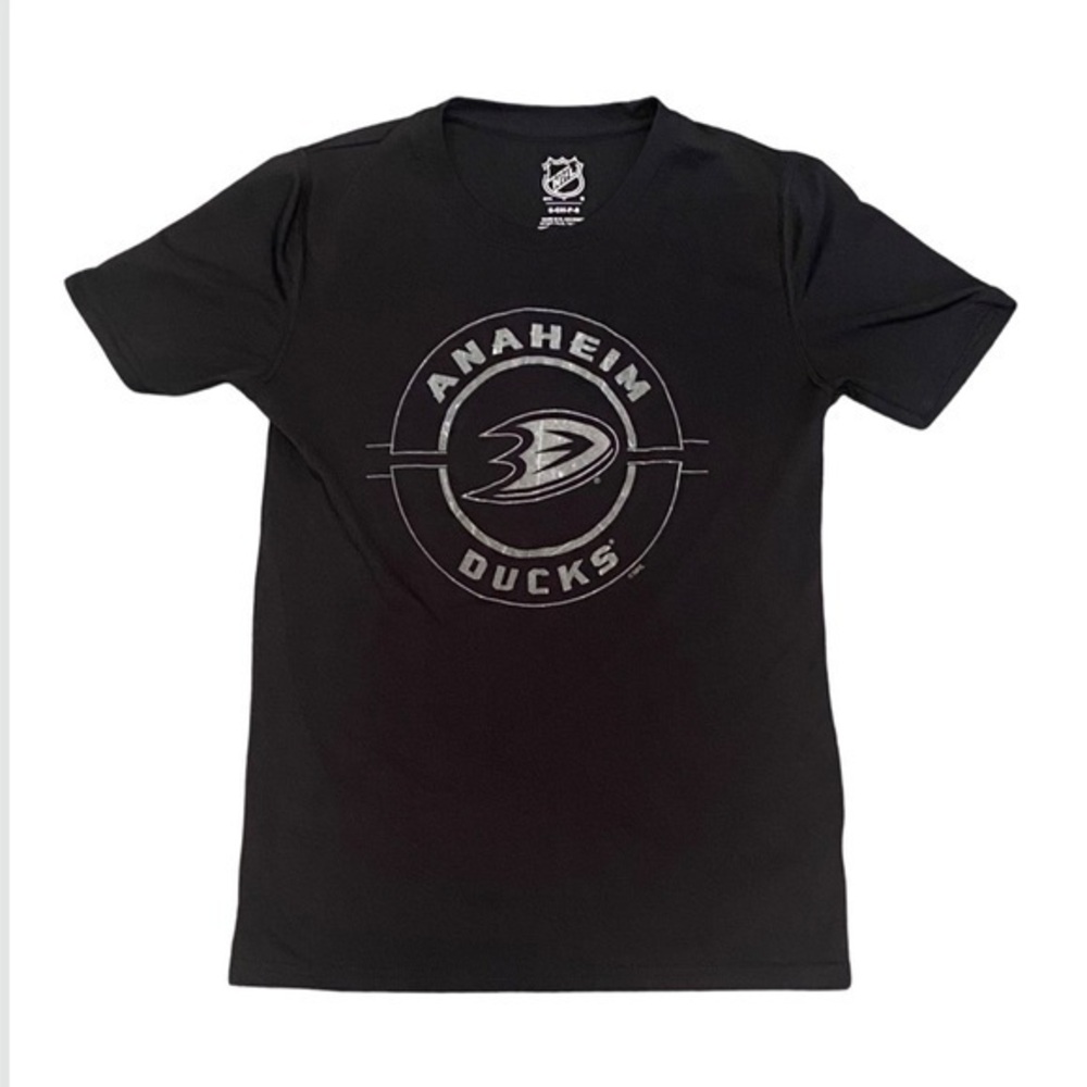 NHL Anaheim Ducks DRI-FIT Boys Black Logo Graphic Tee Shirt Small